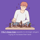 A cartoon of a young chess player considering the proper chess move.