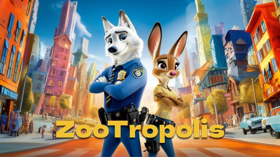 ZooTropolis Zootropolis - A dog in a police uniform and a rabbit stand shoulder-to-shoulder, ready to team up to solve the Zootropolis mystery. Video Game Design Classes.
